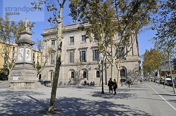 Denkmal  Antoni Lopez  Palacio de la Llotja de Mar  ehemalige Handelsbörse  Barcelona  Katalonien  Spanien  Europa