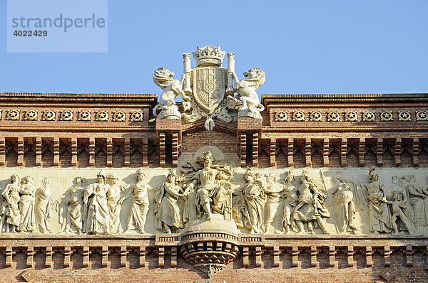 Wappen  Detail  Arc de Triomf  Triumphbogen  Barcelona  Katalonien  Spanien  Europa