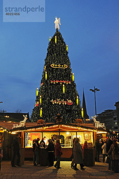 Marktstand  Weihnachtsbaum  Weihnachtsmarkt  Dortmund  Nordrhein-Westfalen  Deutschland  Europa Weihnachtsmarkt