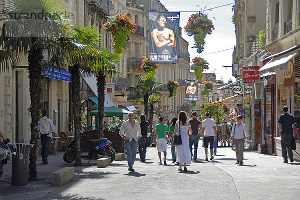 Fußgängerzone  Altstadt  Montpellier  Languedoc-Roussillon  Frankreich  Europa
