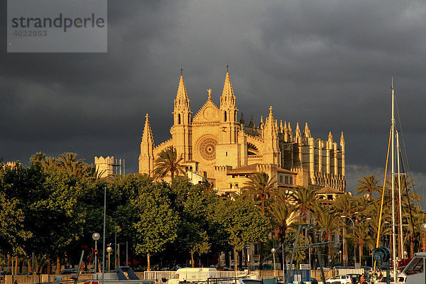 Kathedrale La Seu  fertiggebaut von Antoni Gaudi  Palma de Mallorca  Mallorca  Balearen  Spanien  Europa