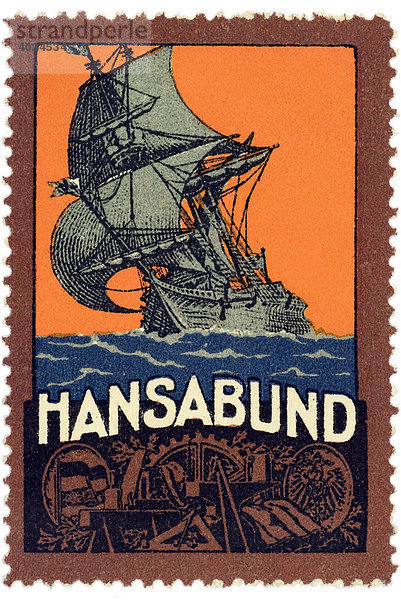 Historische Illustration  Reklamemarke  Hansabund