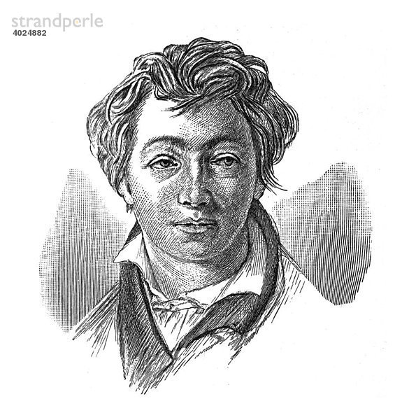 Holzschnitt  Christian Johann Heinrich Heine  Portrait