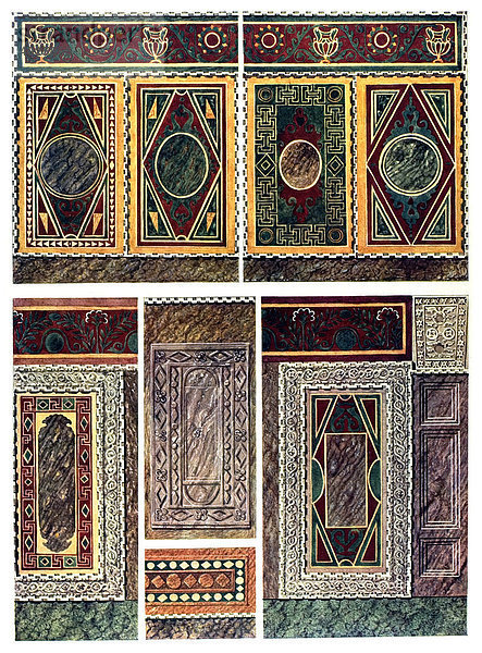 Polychrome Wandbekleidung aus Marmor  Figur 1-6: Marmordekoration des Bema  Das Mittelalter  Das byzantinische Ornament  Salzenberg  Altchristliche Baudenkmale in Konstantinopel