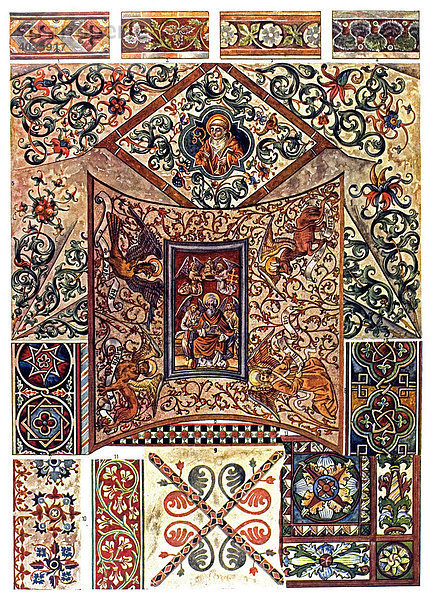 Wand- und Deckenmalerei  Das Mittelalter  Das gotische Ornament in Deutschland  Borrmann  Aufnahmen mittelalterlicher Wand- und Deckenmalereien in Deutschland