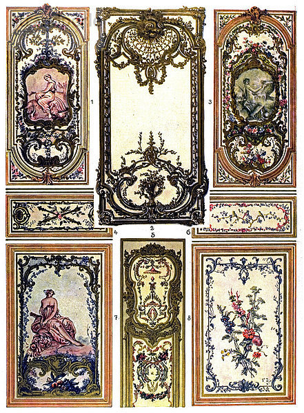 Historische Illustration  französische Ornamente  Zimmerdekoration