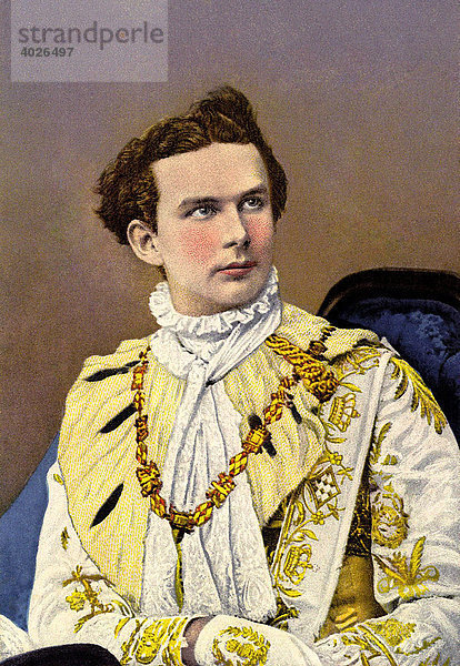 Ludwig II. der Zweite  König von Bayern  als Georgiritter  Postkartenmotiv