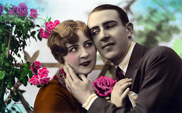 Mann und Frau  Verliebtheit  Postkartenmotiv  um 1900