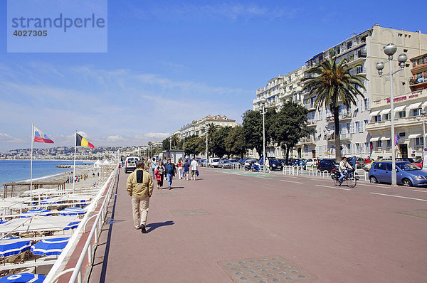 Strandpromenade  Promenade des Anglais  Nizza  Alpes-Maritimes  Provence-Alpes-Cote d'Azur  Südfrankreich  Frankreich  Europa