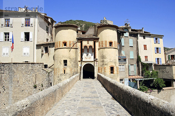 Stadttor  Entrevaux  Alpes-de-Haute-Provence  Provence-Alpes-Cote d'Azur  Südfrankreich  Frankreich  Europa