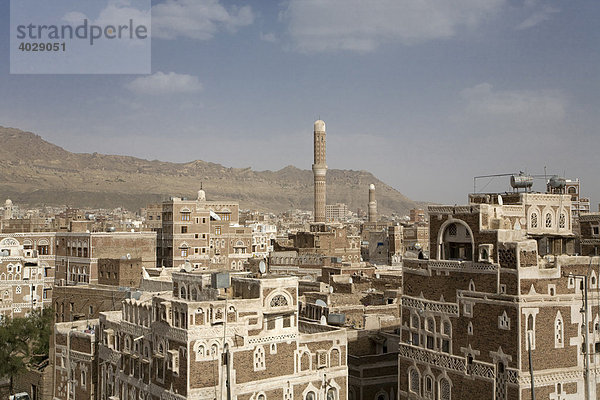Lehmbauten mit Ornamenten  Altstadt  Sana´a  Unesco Weltkulturerbe  Jemen  Naher Osten
