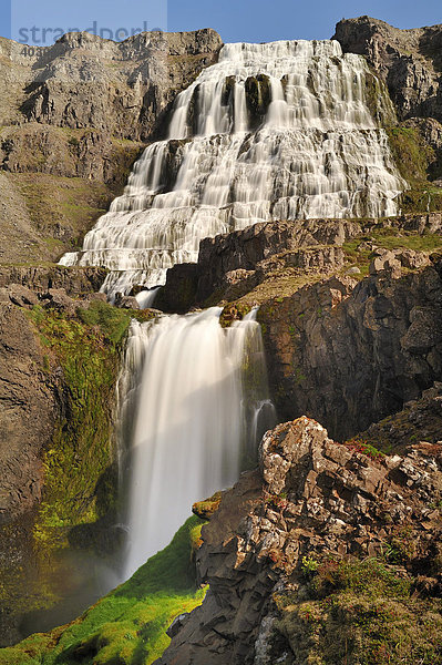 Wasserfall Dynjandi bzw. Fjallfoss  Westfjorde  Nordwestisland  Island  Europa