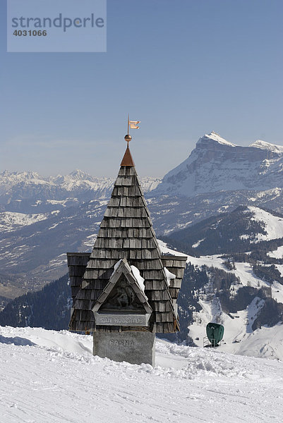Bildstock  Gedenksäule am Boe  Sella Ronda bei Corvara  La Varella  Dolomiten  Südtirol  Trentino  Italien  Europa