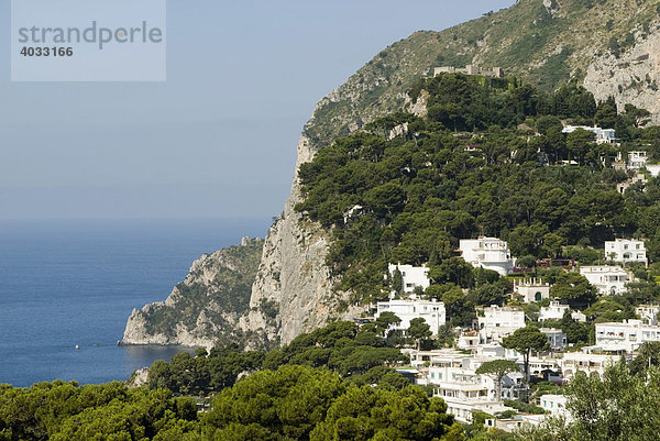 Steilküste  weiße Häuser  Insel Capri  Kampanien  Süditalien  Italien  Europa