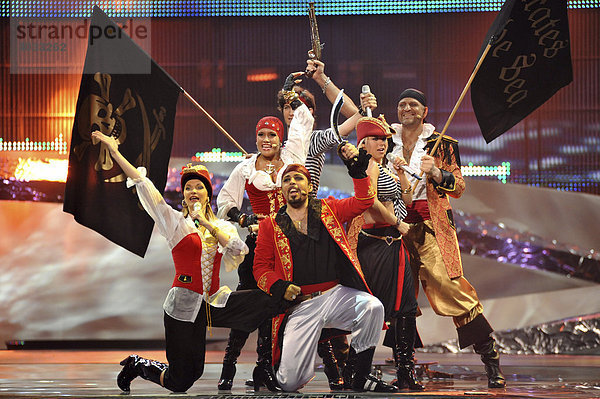 ESC Eurovision Song Contest  erste Generalprobe für das Finale  Pirates Of The Sea für Lettland  Belgrad  Serbien  Europa