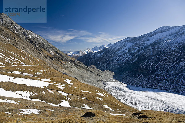 Gebirgslandschaft mit der Pasterze  Gletscherzunge  an der Großglockner Hochalpenstraße  Nationalpark Hohe Tauern  Kärnten  Österreich  Europa