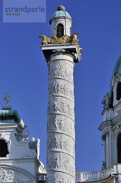 Säule mit Szenen aus der Bibel  Karlskirche  Wien  Österreich  Europa