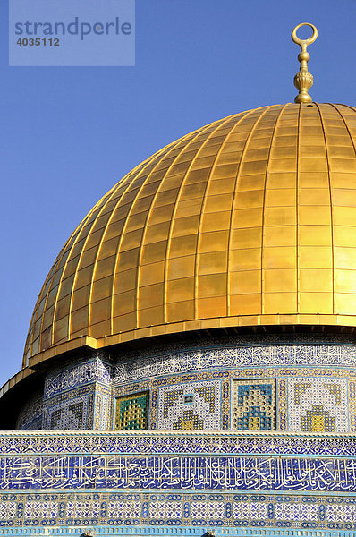 Detail der goldenen Kuppel des Felsendoms  Qubbet es-Sakhra  auf dem Tempelberg  Jerusalem  Israel  Naher Osten  Orient