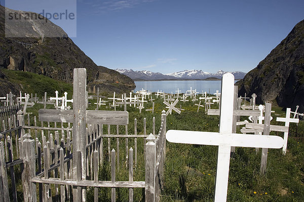Maniitsoq oder Sukkertoppen  Friedhof  Kreuze  Grönland  Dänemark
