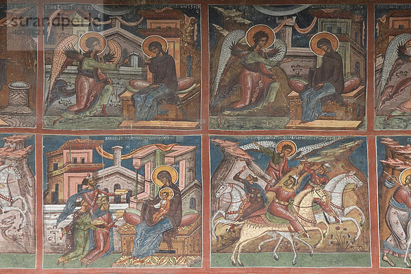 Außenfresken  Klosterkirche Maria Verkündigung  Welterbe der UNESCO  Moldovita  Süd-Bukowina  Moldau  Rumänien  Europa
