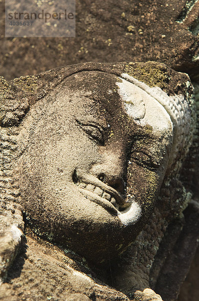 Gesicht eines Gottes  Elefanten-Terrasse  Angkor Thom  Welterbe der UNESCO  Siem Reap  Kambodscha  Südostasien