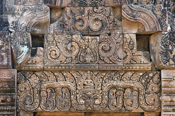 Steingemeißelte Mauern  Banteay Prei Tempel  Angkor  Welterbe der UNESCO  Siem Reap  Kambodscha  Südostasien