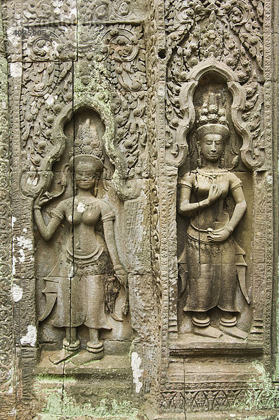 Devatas in einer Nische  Ta Som Tempel  Angkor  Welterbe der UNESCO  Siem Reap  Kambodscha