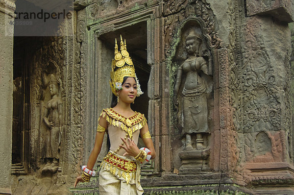 Apsara Tänzerin  Ta Som Tempel  Angkor  Siem Reap  Kambodscha