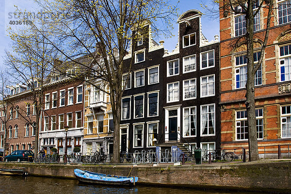 Alte Waren- und Grachtenhäuser an der Leidsegracht  Leidensgracht  Amsterdam  Holland  Niederlande  Europa