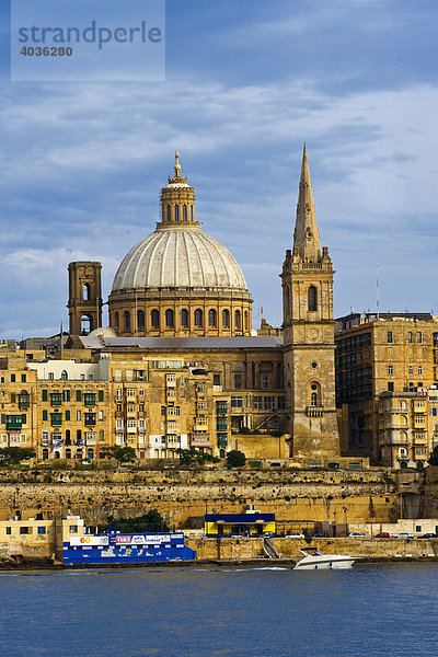 St. Pauls  anglikanische Kathedrale  La Valletta mit Grand Harbour  Malta  Europa