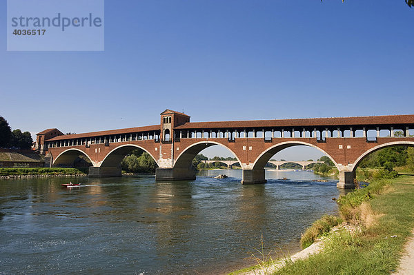 Ponte Coperto  Brücke  Pavia  Lombardei  Italien  Europa