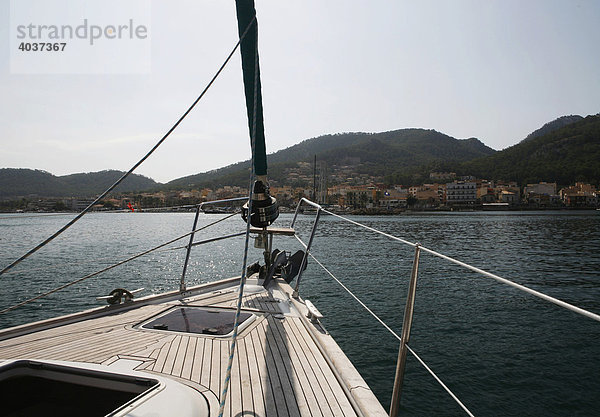 Segelboot  Detail  Segeltörn  Mallorca  Balearen  Spanien  Europa