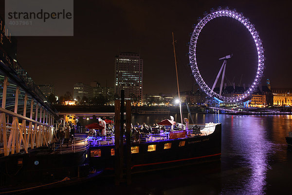 London Eye  Riesenrad an der Themse  London  England  Großbritannien  Europa