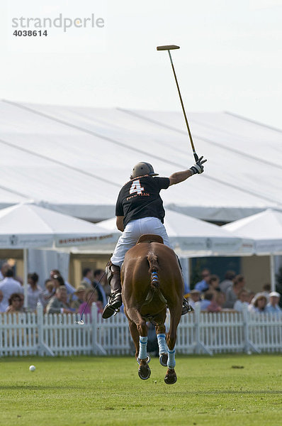 Polo  Polospieler jagt dem Ball hinterher  Poloturnier  Berenberg High Goal Trophy 2008  Thann  Holzkirchen  Oberbayern  Bayern  Deutschland  Europa