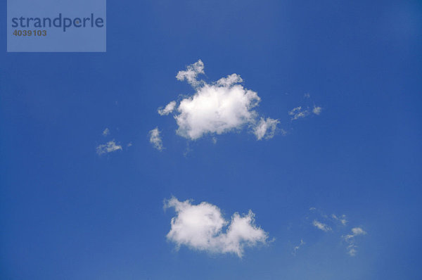 Kleine Cumuluswölkchen am blauen Himmel
