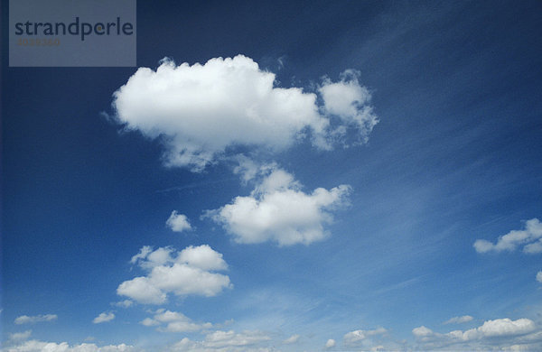 Cumulus- und Schleierwolken am blauen Himmel