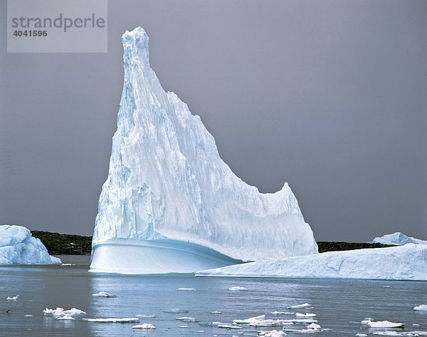 Spitzer Eisberg treibt im Eismeer  Turm  Eisturm  Antarktis