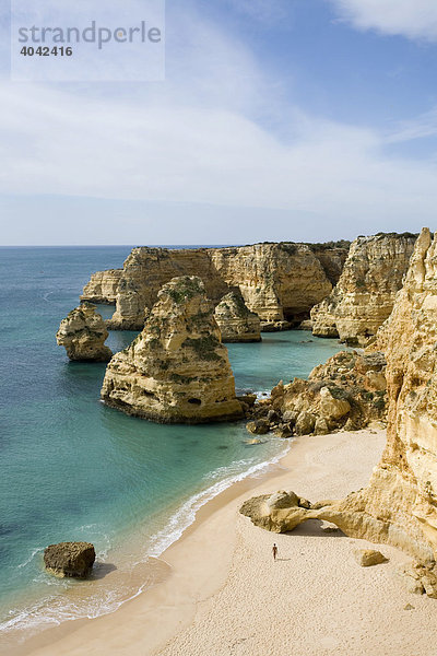 Bucht mit Sandstrand nahe Marinha  Algarve  Portugal  Europa