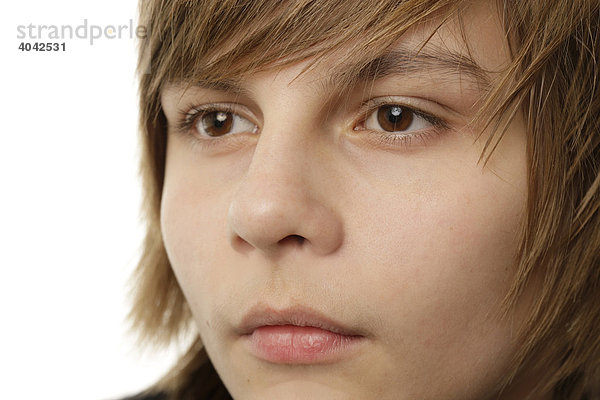 Gesicht eines 13-jährigen Jungen  Nahaufnahme