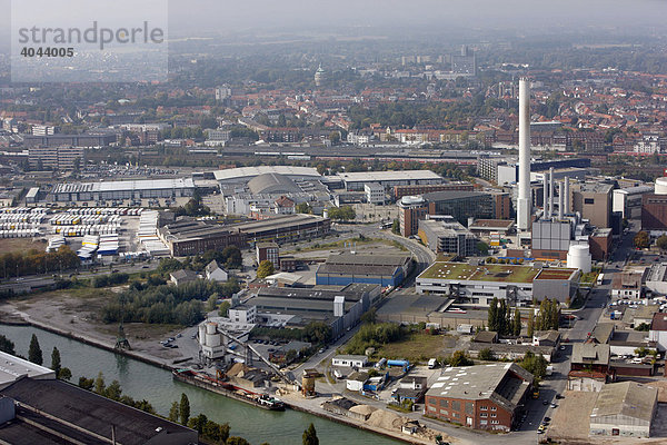Hafen Münster mit Gas- und Dampfturbinen-Anlage  GuD-Anlage  am Heizkraftwerk  Stadtwerke Münster  Nordrhein-Westfalen  Deutschland  Europa