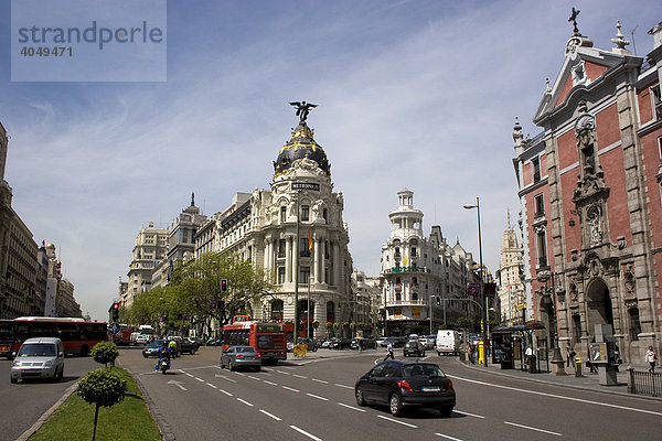 Metropolis Haus auf der Gran Via in Madrid  Spanien  Europa