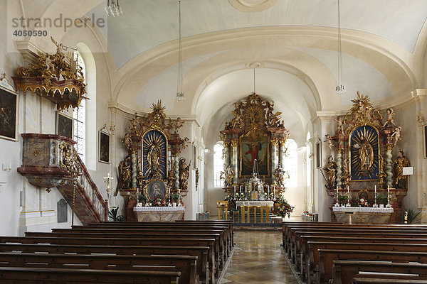 Pfarrkirche St. Michael  Innenansicht  Peiting  Pfaffenwinkel  Oberbayern  Bayern  Deutschland  Europa