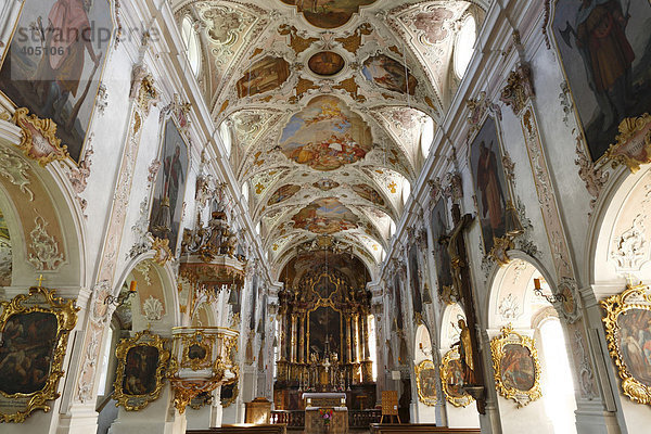 Innenansicht der Pfarrkirche St. Martin in Fischbachau  Oberbayern  Bayern  Deutschland  Europa