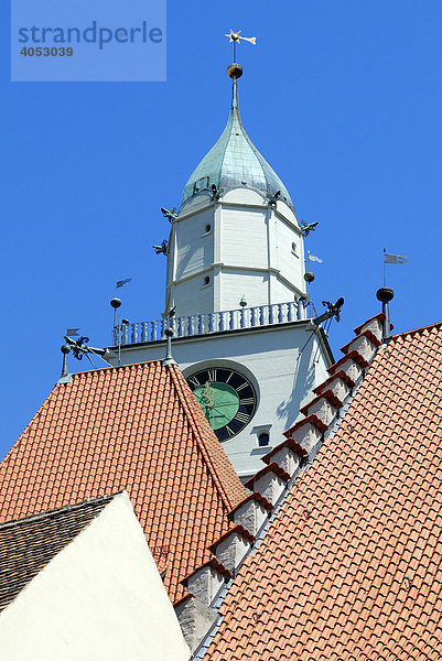 Dachgiebel und Münsterturm  Überlingen am Bodensee  Baden-Württemberg  Deutschland  Europa