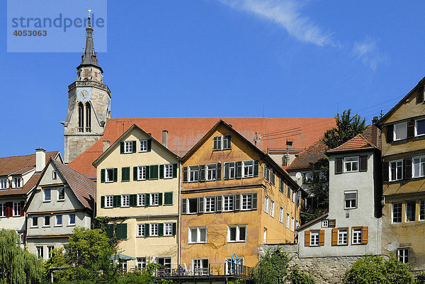 Altstadthäuser mit dem Hölderlinturm  Tübingen  Baden-Württemberg  Deutschland  Europa