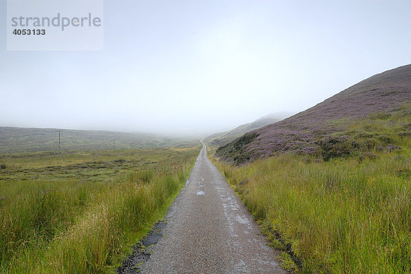 Single Track Road am Mull of Kintyre  Schottland  Großbritannien  Europa