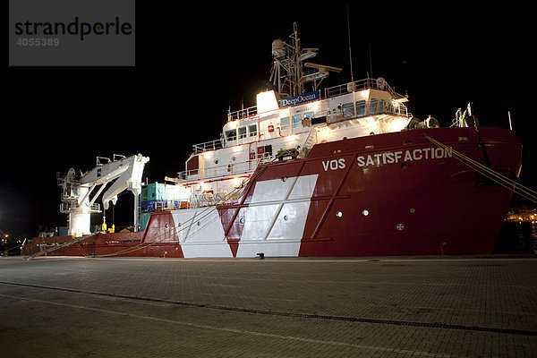 Die VOS Satisfaction von Deep Ocean  ein Schiff für die Öl- und Gasindustrie  Valletta  Grand Harbour  Malta  Europa