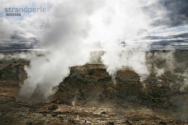 Im Geothermalgebiet von Gunnuhver in Südisland zischt und dampft es aus zahllosen Löchern und Spalten in der Erdoberfläche  Island  Europa