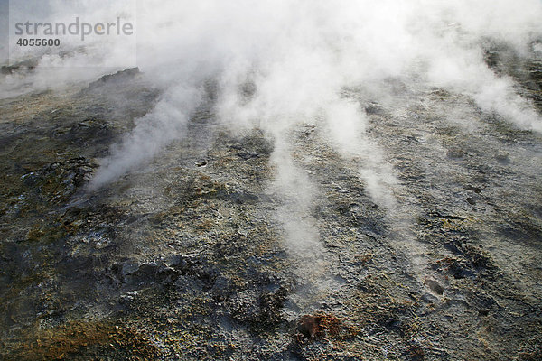 Im Geothermalgebiet von Gunnuhver in Südisland zischt und dampft es aus zahllosen Löchern und Spalten in der Erdoberfläche  Island  Europa