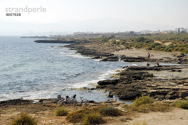 Felsküste zwischen Can Pastilla und Coll d'en Rabassa  Mallorca  Balearen  Mittelmeer  Spanien  Europa